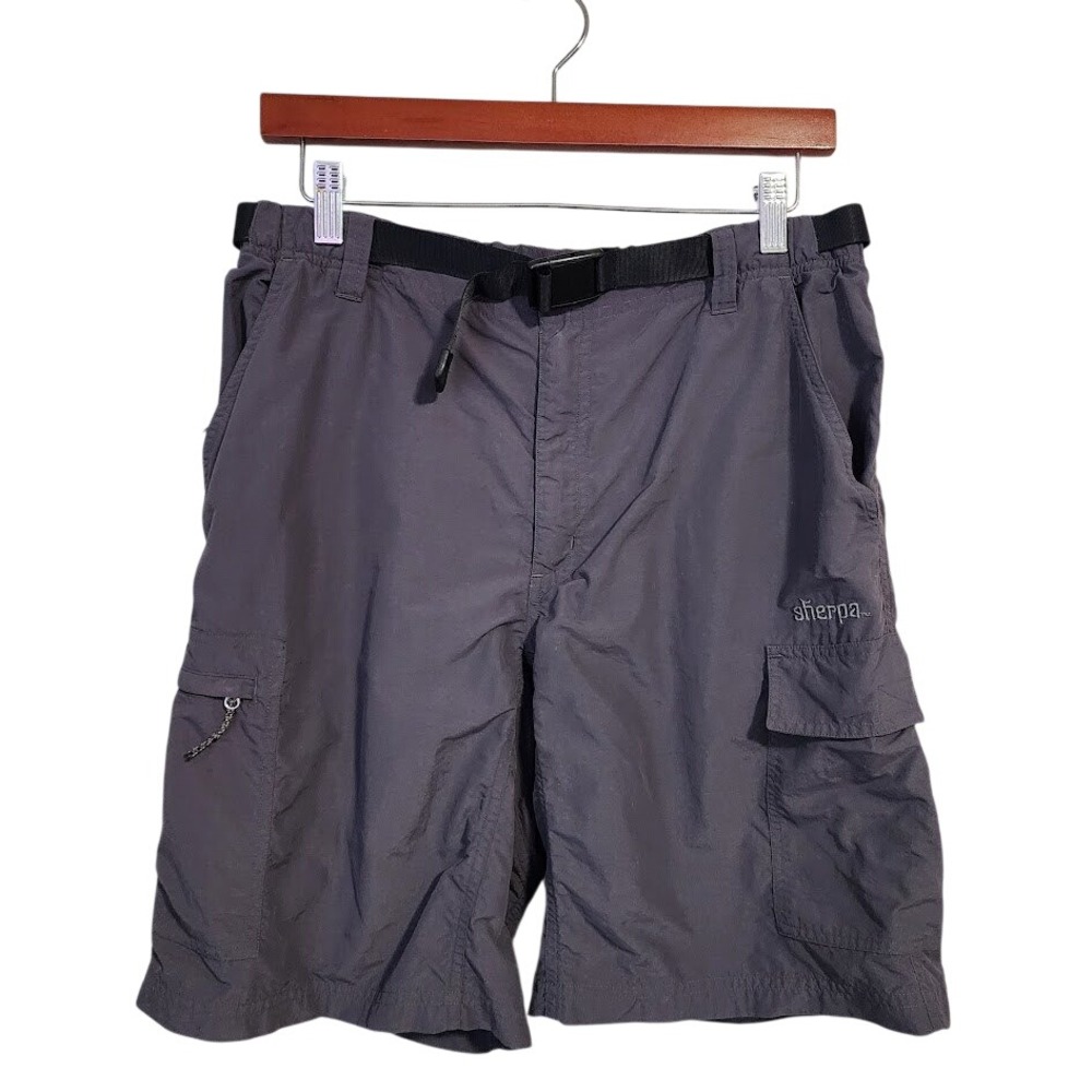 SHERPA Adventure Gear Cargo Hiking Shorts Belted Outdoor Gray Mens S